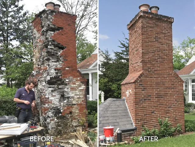 Monroe Chimney Sweep performing a full chimney restoration in Monroe, CT