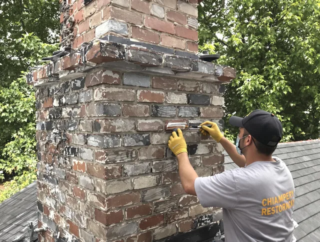 In-progress chimney restoration by Monroe Chimney Sweep in Monroe, CT
