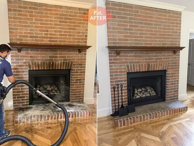 Monroe Chimney Sweep carefully sanitizing a fireplace in Monroe, CT