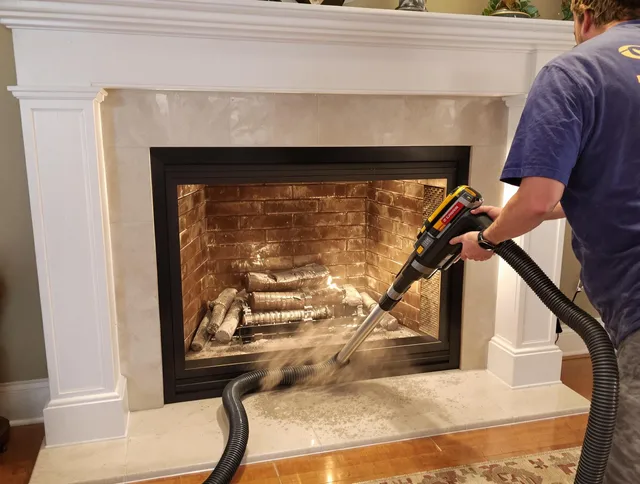 Fireplace cleaning performed by Monroe Chimney Sweep in Monroe, CT
