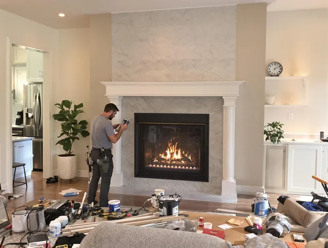 Newly installed fireplace by Monroe Chimney Sweep in Monroe, CT